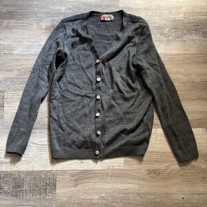 Oobe Chic Fil A Employee Charcoal Button-Up Cardigan
